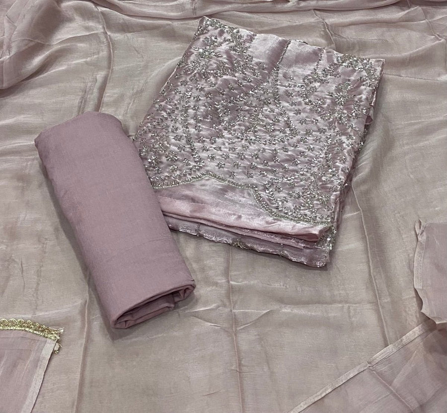 Fancy Silk Suit Set with Sequins, Cutdana & Pearl work - Yanchi