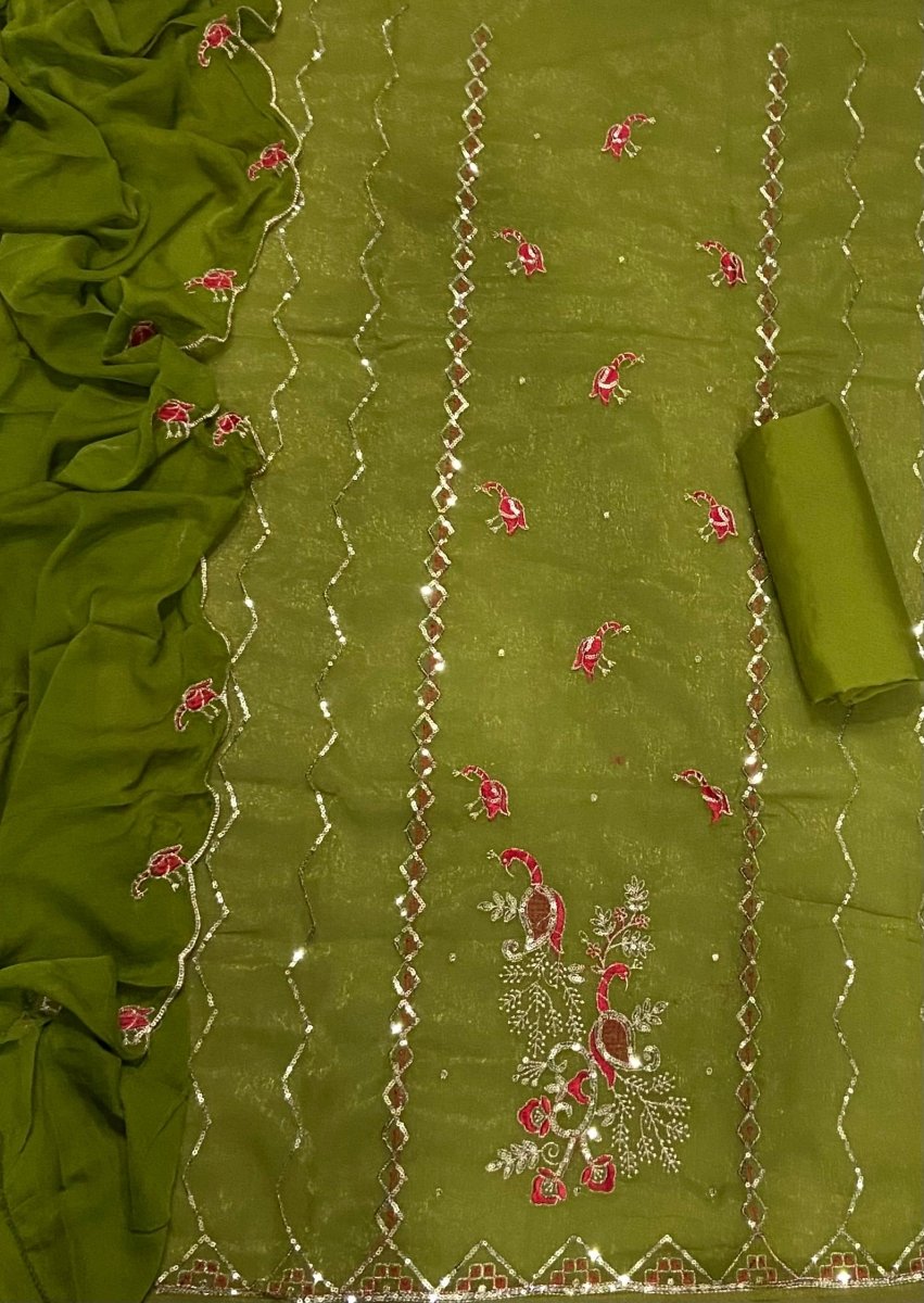 Fancy Simmer Suit Set with Zari & Sequins Work - Yanchi