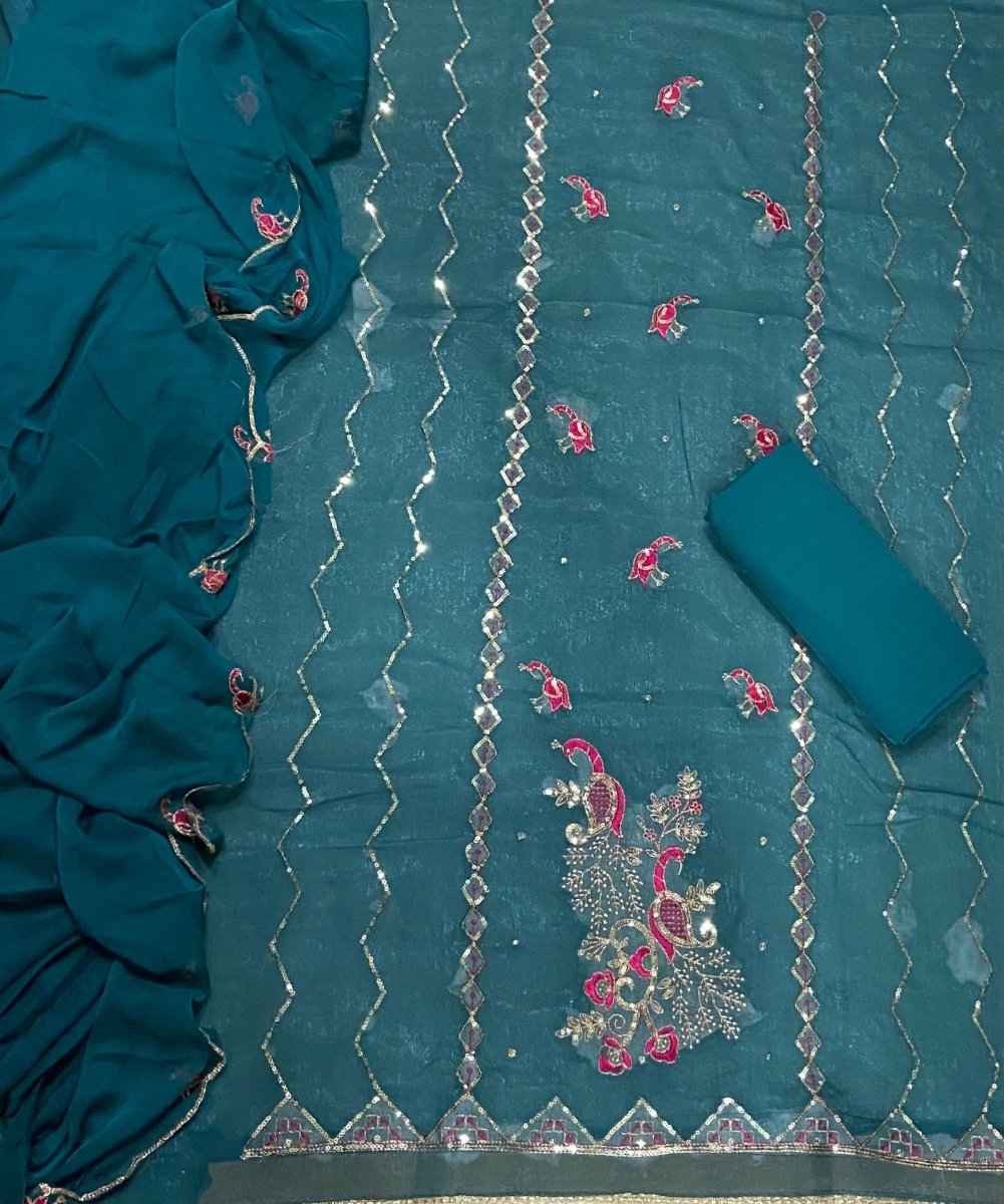 Fancy Simmer Suit Set with Zari & Sequins Work - Yanchi