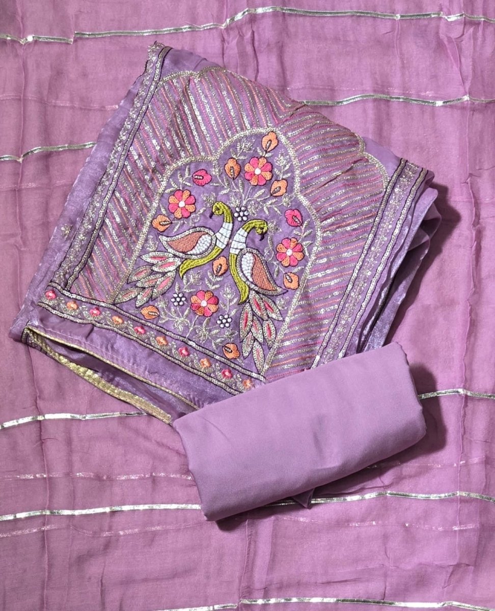 Fancy Skylon Suit Set with Heavy Sequins & Zari Thread Work - Yanchi