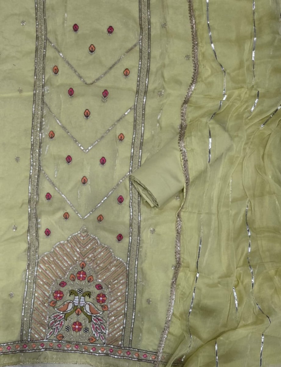 Fancy Skylon Suit Set with Heavy Sequins & Zari Thread Work - Yanchi