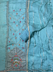 Fancy Skylon Suit Set with Heavy Sequins & Zari Thread Work - Yanchi
