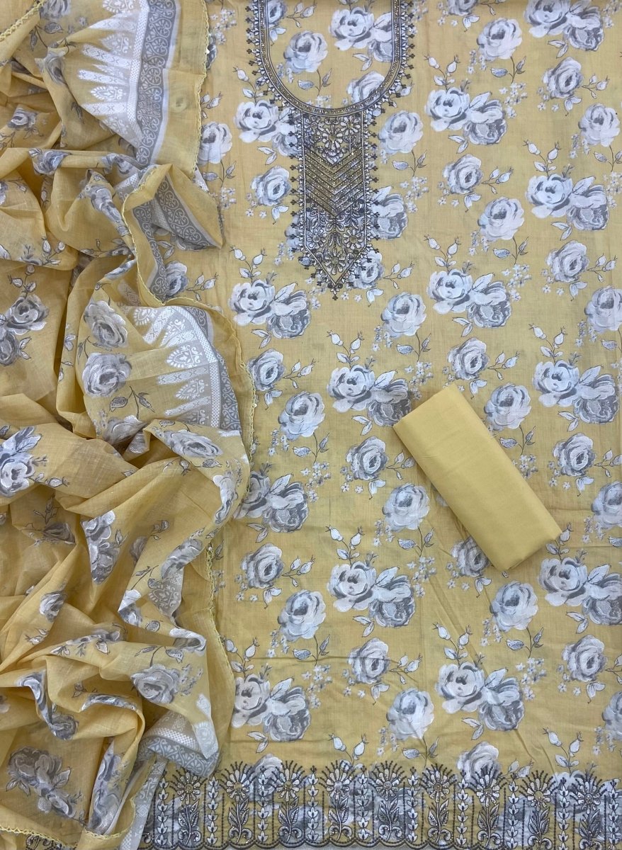 Fancy Thread Embroidery Work Pure Cotton Suit Set - Yanchi