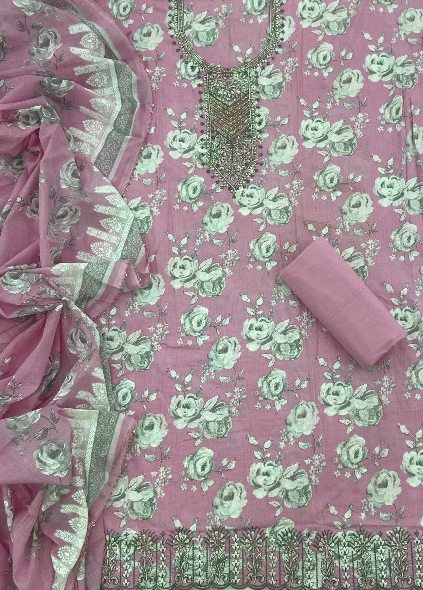 Fancy Thread Embroidery Work Pure Cotton Suit Set - Yanchi