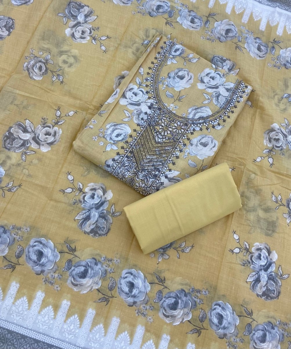 Fancy Thread Embroidery Work Pure Cotton Suit Set - Yanchi