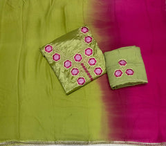 Fancy Wow Glass Organza Suit Set with Elegant Thread Work - Yanchi