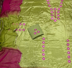 Fancy Wow Glass Organza Suit Set with Elegant Thread Work - Yanchi