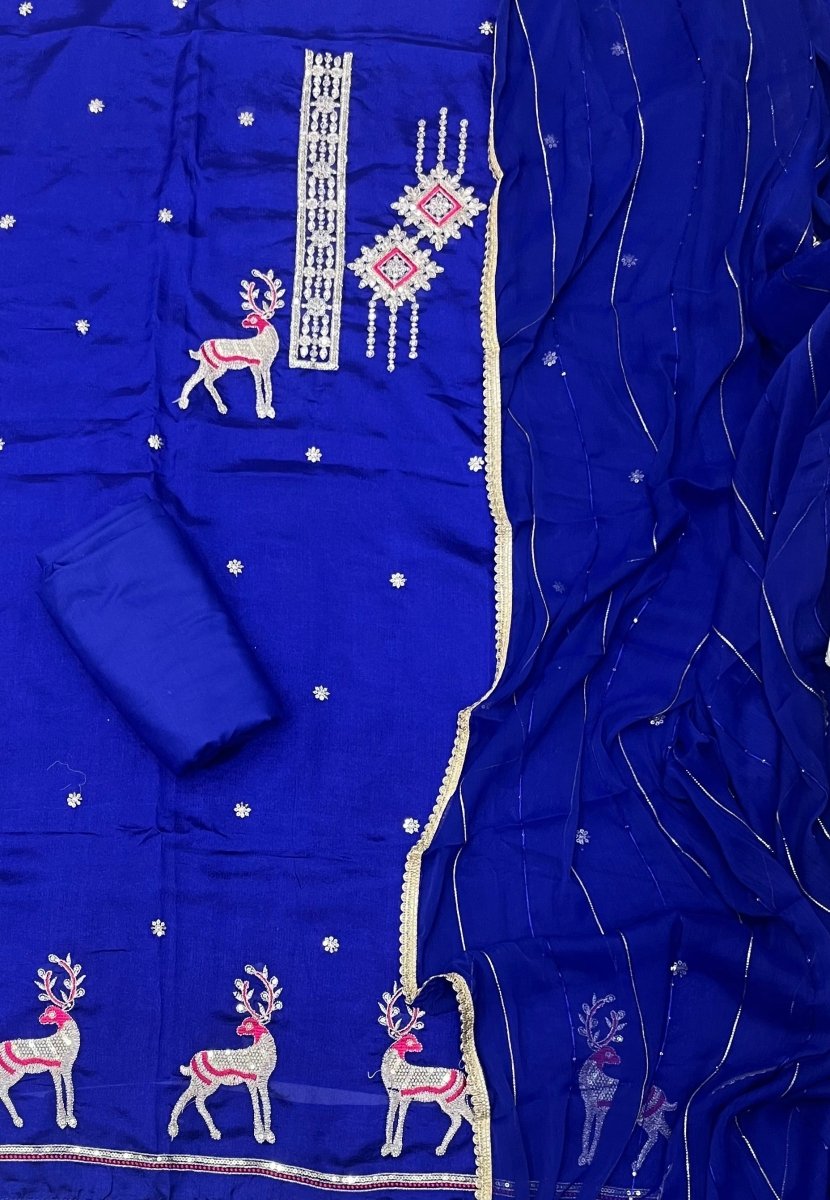 Festive Organza Sequins & Zari Embroidery Work Suit Set - Yanchi