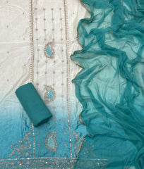 Glass Organza Sequins & Zari Thread Embroidery Work Suit Set - Yanchi