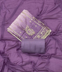 Glass Organza Sequins & Zari Thread Embroidery Work Suit Set - Yanchi