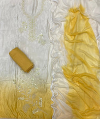 Glass Organza Suit Set with Pearl & Sequence Work - Yanchi
