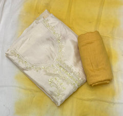 Glass Organza Suit Set with Pearl & Sequence Work - Yanchi