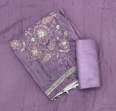 Glass Organza Suit Set with Pearl & Sequence Work - Yanchi
