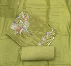 Glass Organza Suit Set with Pearl & Sequins Work - Yanchi