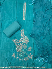 Glass Organza Suit Set with Pearl & Sequins Work - Yanchi
