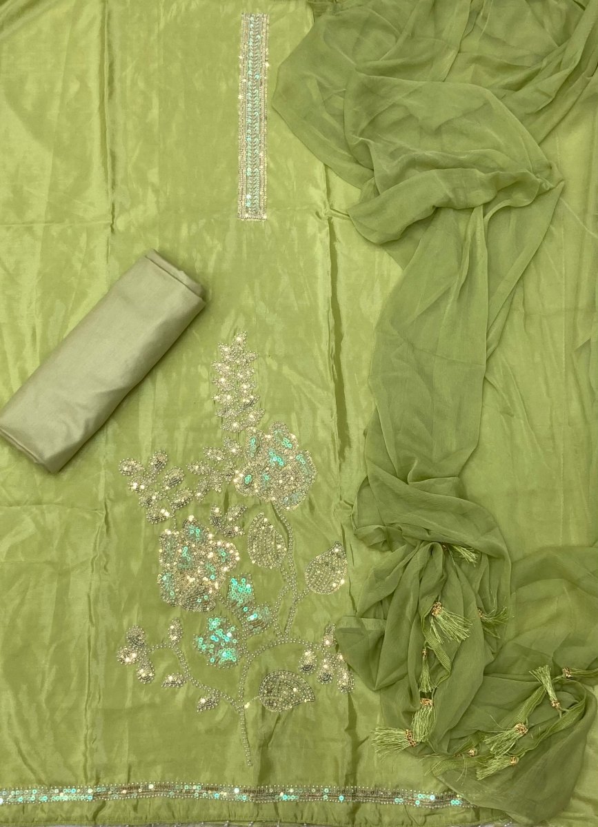 Glass Organza Suit Set with Pearl & Sequins Work - Yanchi