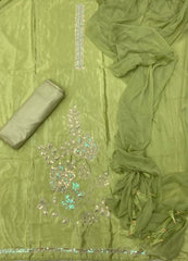 Glass Organza Suit Set with Pearl & Sequins Work - Yanchi