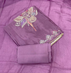 Glass Organza Suit Set with Pearl & Sequins Work - Yanchi