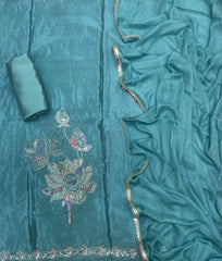 Glass Organza Suit Set with Pearl & Sequins Work - Yanchi