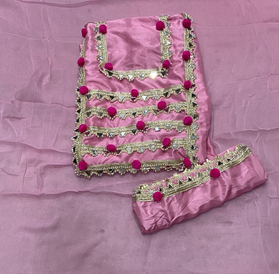 Glass Organza Suit Set with Real mirror & Havy leas work - Yanchi
