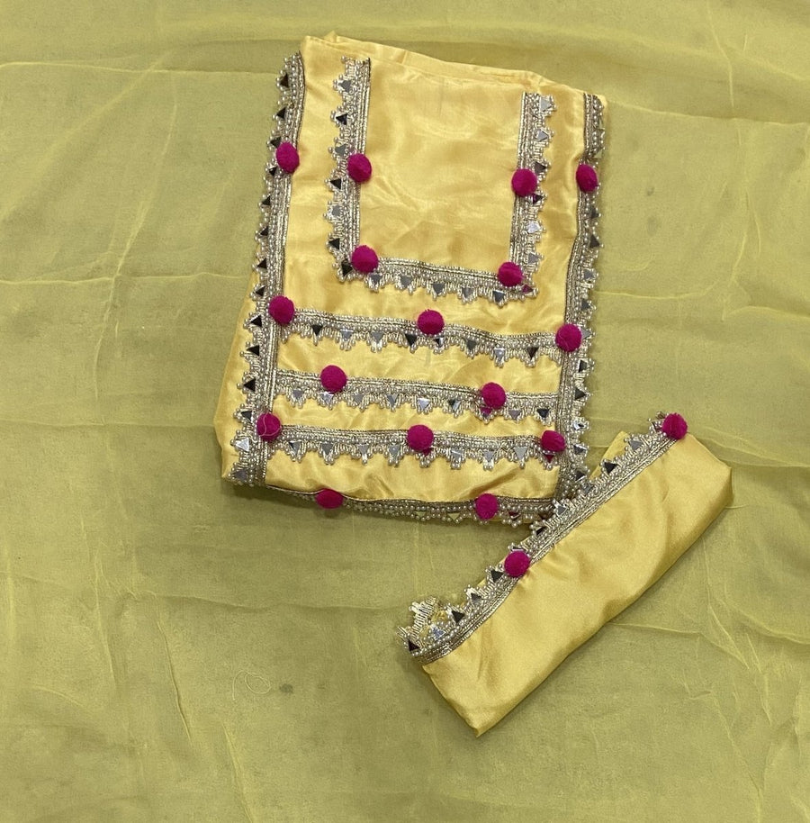 Glass Organza Suit Set with Real mirror & Havy leas work - Yanchi