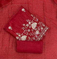 Glass Organza Suit Set with Sequins & Cutdana Work - Yanchi