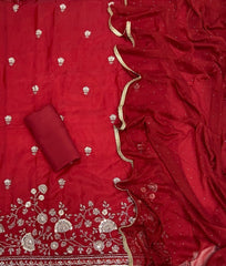 Glass Organza Suit Set with Sequins & Cutdana Work - Yanchi