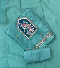 Glass Organza Suit Set with Sequins & Thread Work - Yanchi