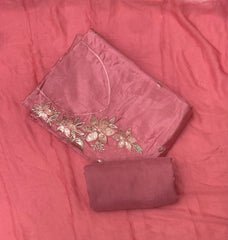 Glass Organza Suit Set with Sequins & Thread Work - Yanchi