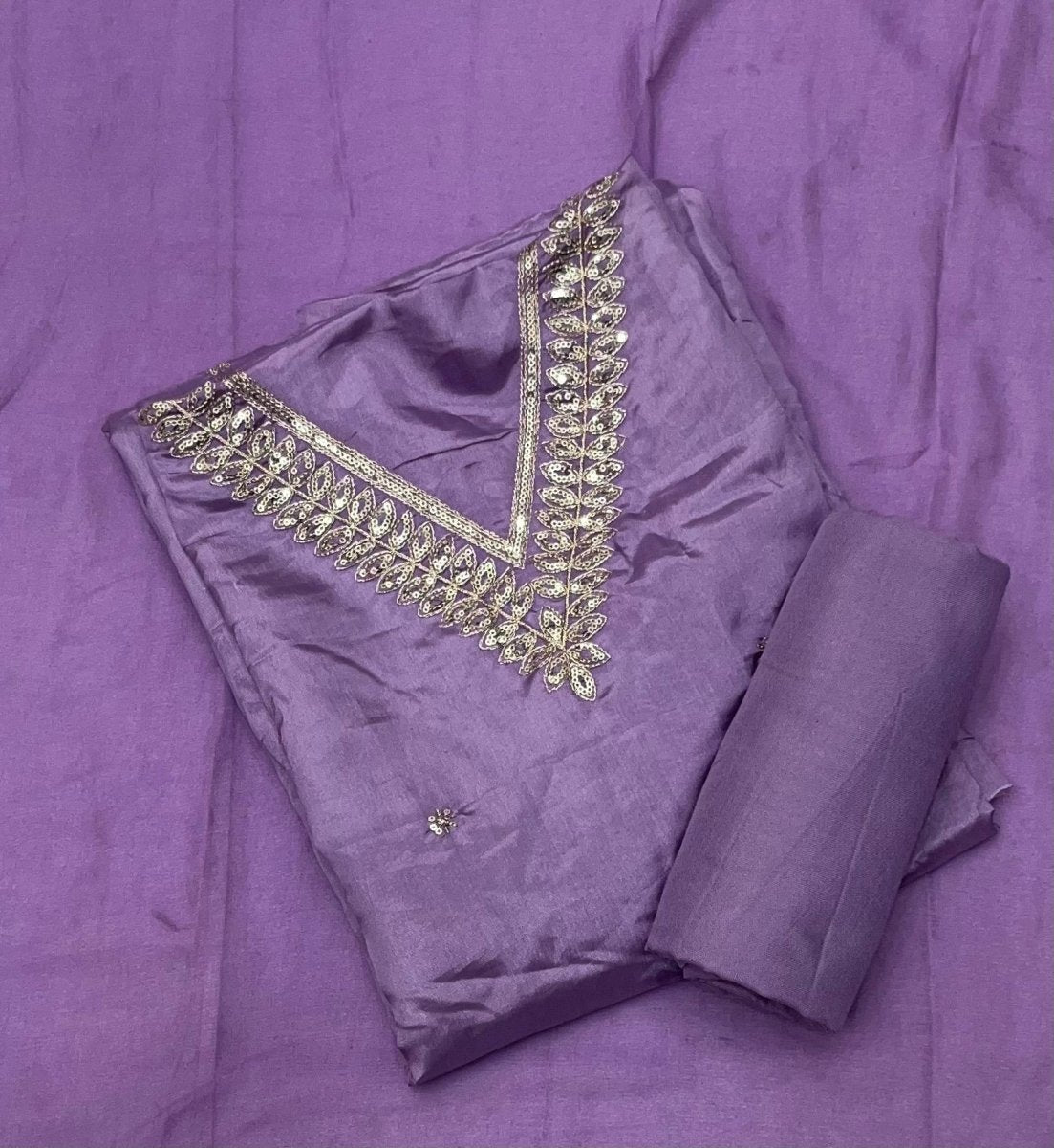 Glass Organza Suit Set with Sequins & Zari Work - Yanchi