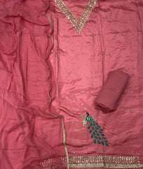 Glass Organza Suit Set with Sequins & Zari Work - Yanchi