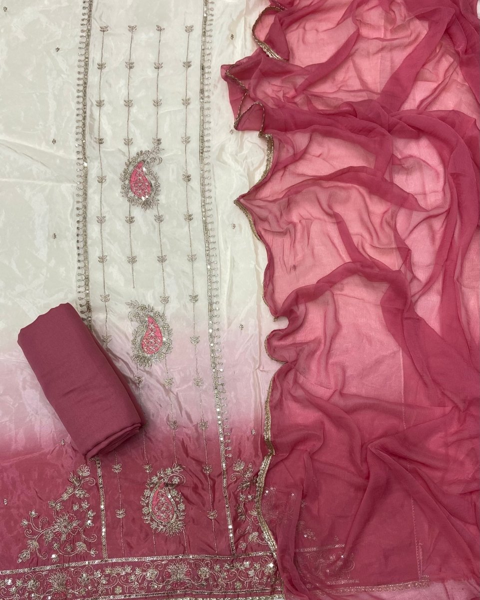 Glass Sequins & Zari Thread Embroidery Work Suit Set - Yanchi
