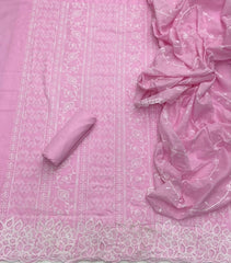 Graceful Cotton Chikankari Suit Set DN1 (Baby Pink) - Yanchi