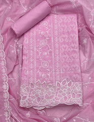 Graceful Cotton Chikankari Suit Set DN1 (Baby Pink) - Yanchi
