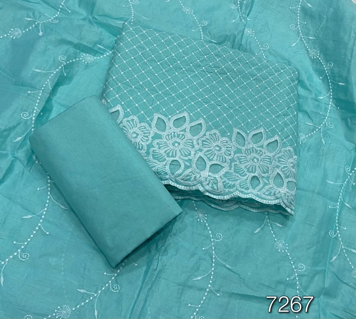 Graceful Cotton Chikankari Suit Set DN1 (Blue) - Yanchi