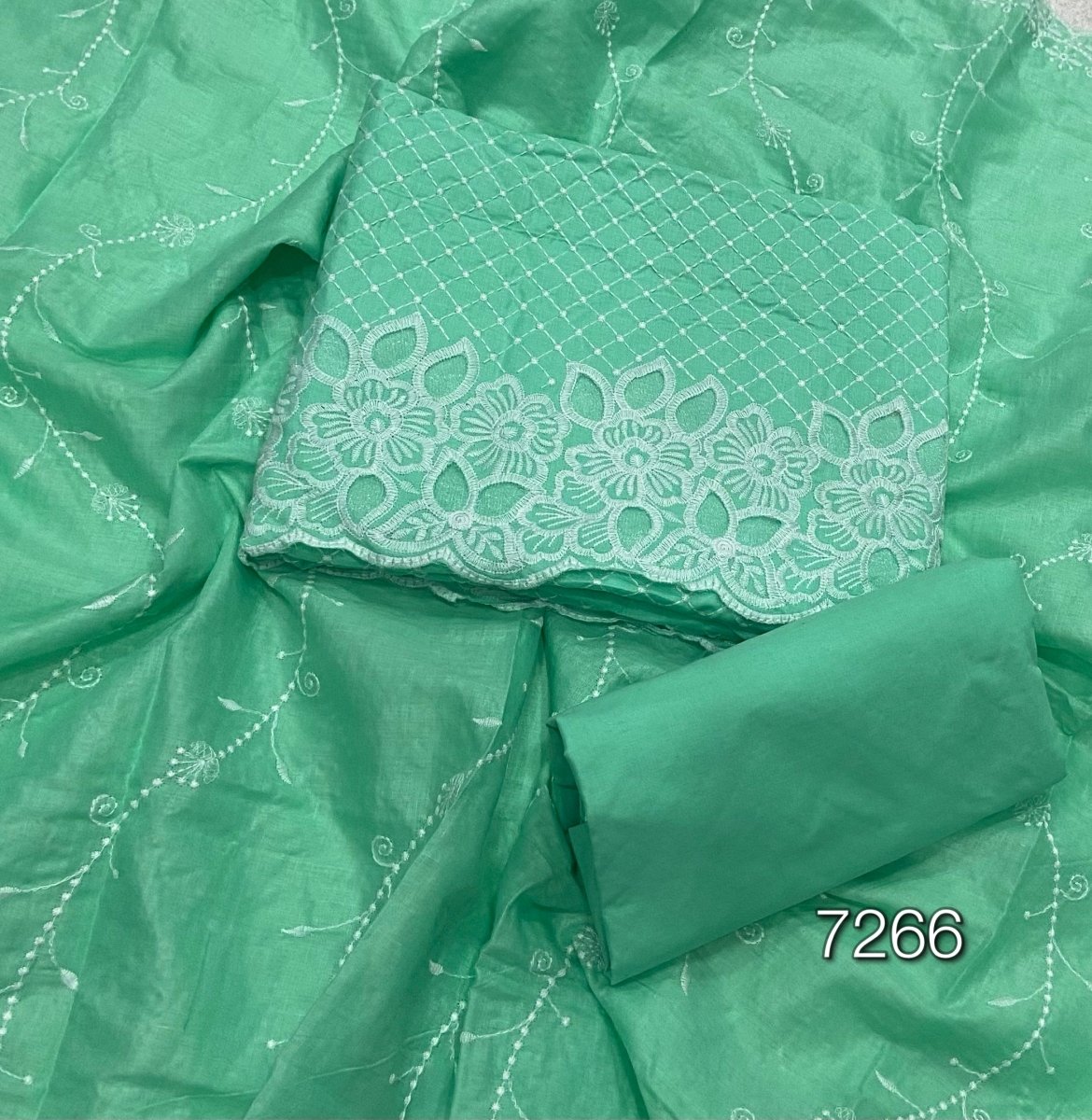 Graceful Cotton Chikankari Suit Set DN1 (Green) - Yanchi