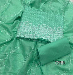 Graceful Cotton Chikankari Suit Set DN1 (Green) - Yanchi