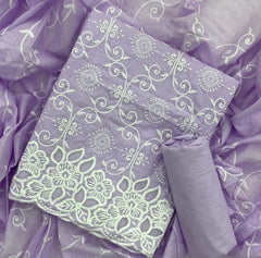 Graceful Cotton Chikankari Suit Set DN1 (Lavender) - Yanchi