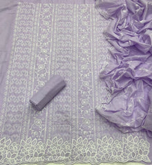 Graceful Cotton Chikankari Suit Set DN1 (Lavender) - Yanchi