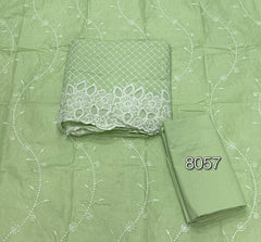 Graceful Cotton Chikankari Suit Set DN1 (Light - Green) - Yanchi