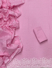 Graceful Cotton Chikankari Suit Set DN1 (Pink) - Yanchi