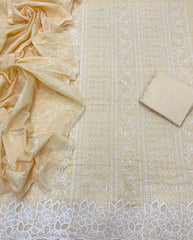 Graceful Cotton Chikankari Suit Set DN1 (Yellow) - Yanchi
