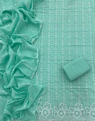 Graceful Cotton Chikankari Suit Set DN10 (Sea - Green) - Yanchi
