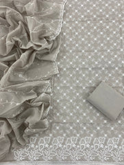 Graceful Cotton Chikankari Suit Set DN11 (Grey) - Yanchi