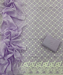 Graceful Cotton Chikankari Suit Set DN11 (Lavender) - Yanchi