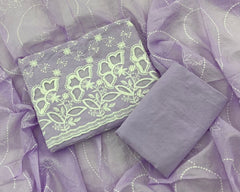 Graceful Cotton Chikankari Suit Set DN11 (Lavender) - Yanchi