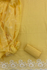 Graceful Cotton Chikankari Suit Set DN12 (Yellow) - Yanchi