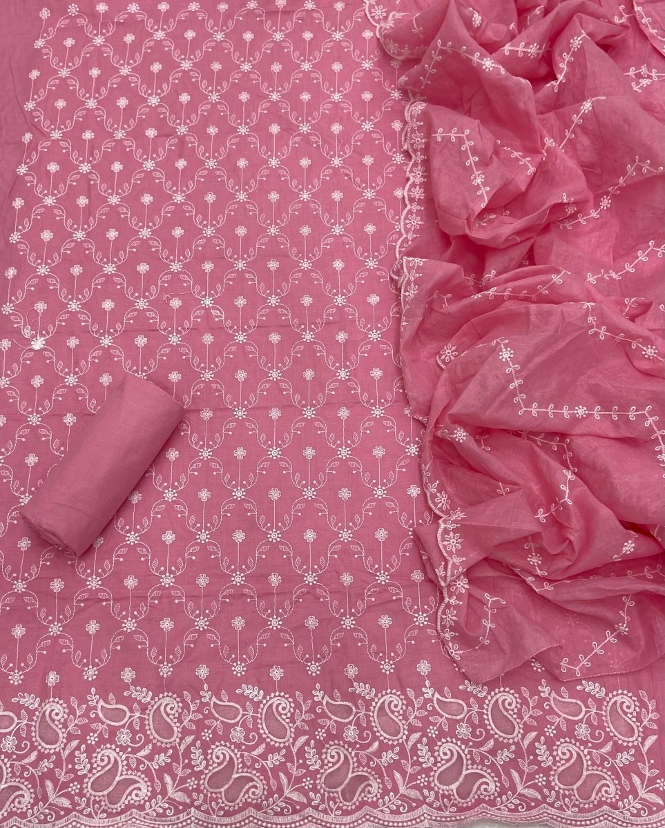 Graceful Cotton Chikankari Suit Set DN3 (Dark Peach) - Yanchi