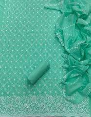 Graceful Cotton Chikankari Suit Set DN3 (Green) - Yanchi