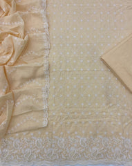 Graceful Cotton Chikankari Suit Set DN3 (Pastel Yellow) - Yanchi